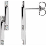 14K White 1/10 CTW Diamond Bar Earrings - Siddiqui Jewelers