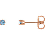 14K Rose 2.5 mm Round Aquamarine Earrings - Siddiqui Jewelers