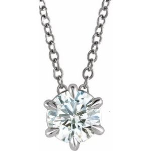 14K White 5/8 CT Lab-Grown Diamond Solitaire 16-18" Necklace Siddiqui Jewelers