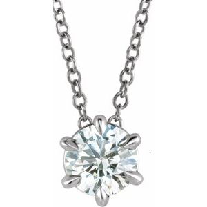 Platinum 4 mm Natural White Sapphire Solitaire 16-18" Necklace Siddiqui Jewelers