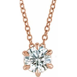 14K Rose 3/8 CT Lab-Grown Diamond Solitaire 16-18" Necklace Siddiqui Jewelers