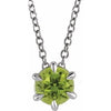 14K White 4 mm Natural Peridot Solitaire 16-18" Necklace Siddiqui Jewelers