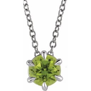 Platinum 4 mm Natural Peridot Solitaire 16-18" Necklace Siddiqui Jewelers
