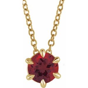 14K Yellow 6 mm Lab-Grown Ruby Solitaire 16-18" Necklace Siddiqui Jewelers