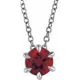 14K White 5 mm Natural Mozambique Garnet Solitaire 16-18" Necklace Siddiqui Jewelers