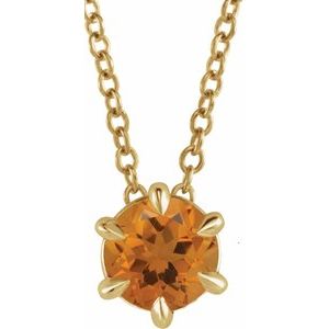 14K Yellow 4 mm Natural Citrine Solitaire 16-18" Necklace Siddiqui Jewelers