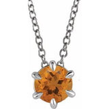 Sterling Silver 6 mm Natural Citrine Solitaire 16-18" Necklace Siddiqui Jewelers