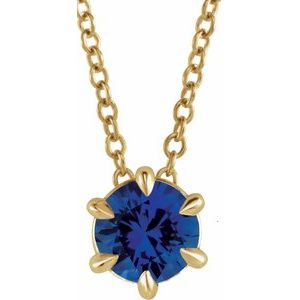 14K Yellow 6 mm Natural Blue Sapphire Solitaire 16-18" Necklace Siddiqui Jewelers