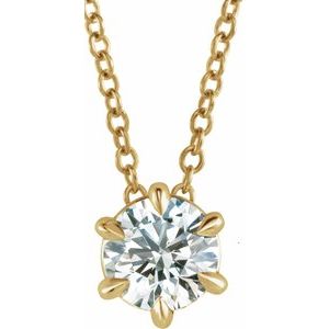 14K Yellow 5/8 CT Lab-Grown Diamond Solitaire 16-18" Necklace Siddiqui Jewelers