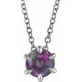 Sterling Silver 6 mm Lab-Grown Alexandrite Solitaire 16-18" Necklace Siddiqui Jewelers