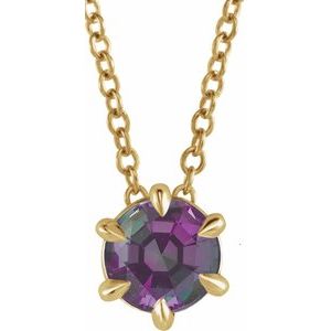 14K Yellow 4 mm Lab-Grown Alexandrite Solitaire 16-18" Necklace Siddiqui Jewelers