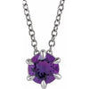 Sterling Silver 4 mm Natural Amethyst Solitaire 16-18" Necklace Siddiqui Jewelers