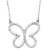 14K White 1/4 CTW Diamond Butterfly 16" Necklace - Siddiqui Jewelers
