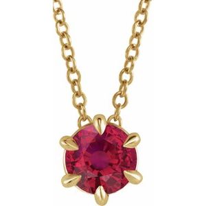 14K Yellow 4 mm Lab-Grown Ruby Solitaire 16-18" Necklace Siddiqui Jewelers