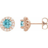 14K Rose Blue Zircon & 1/6 CTW Diamond Earrings - Siddiqui Jewelers