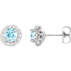 14K White Aquamarine & 1/4 CTW Diamond Earrings - Siddiqui Jewelers