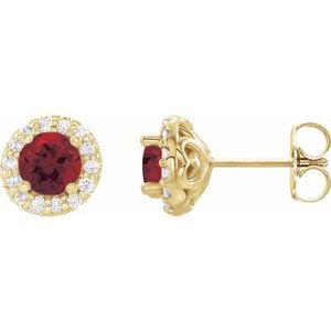 14K Yellow Mozambique Garnet & 1/4 CTW Diamond Earrings - Siddiqui Jewelers