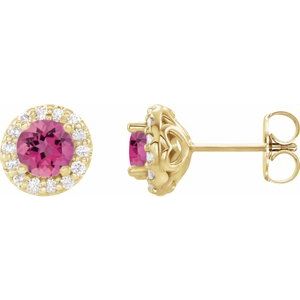 14K Yellow Pink Tourmaline & 1/4 CTW Diamond Earrings - Siddiqui Jewelers