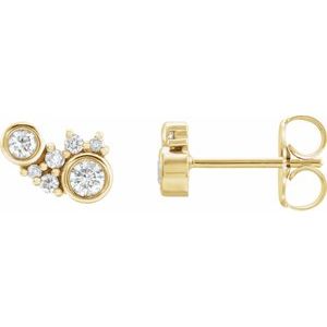 14K Yellow 1/4 CTW Diamond Scattered Bezel-Set Earrings - Siddiqui Jewelers