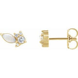 14K Yellow Australian Opal & 1/6 CTW Diamond Cluster Earrings - Siddiqui Jewelers
