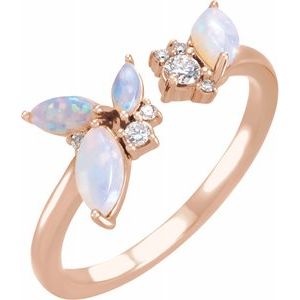 14K Rose Australian Opal & 1/10 CTW Diamond Negative Space Ring - Siddiqui Jewelers