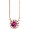 14K Rose 6 mm Natural Pink Tourmaline & 1/6 CTW Natural Diamond 18" Necklace Siddiqui Jewelers