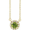 14K Yellow 6.5 mm Natural Peridot & 1/6 CTW Natural Diamond 18" Necklace Siddiqui Jewelers