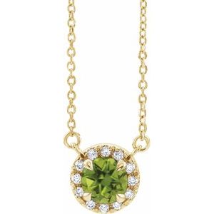 14K Yellow 6 mm Natural Peridot & 1/6 CTW Natural Diamond 18" Necklace Siddiqui Jewelers