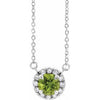 14K White 5.5 mm Natural Peridot 1/10 CTW Natural Diamond 18" Necklace Siddiqui Jewelers
