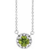 14K White 6 mm Natural Peridot & 1/6 CTW Natural Diamond 18" Necklace Siddiqui Jewelers