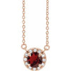 14K Rose 3.5 mm Natural Mozambique Garnet & .03 CTW Natural Diamond 18" Necklace Siddiqui Jewelers