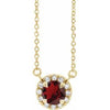 14K Yellow 4 mm Natural Mozambique Garnet & .05 CTW Natural Diamond 16" Necklace Siddiqui Jewelers