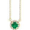 14K Yellow 3 mm Lab-Grown Emerald & .03 CTW Natural Diamond 16" Necklace Siddiqui Jewelers