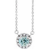 14K White 3.5 mm Round Aquamarine & .04 CTW Diamond 18" Necklace - Siddiqui Jewelers