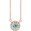 14K Rose 6.5 mm Natural Aquamarine & 1/6 CTW Natural Diamond 18" Necklace Siddiqui Jewelers