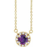 14K Yellow 6 mm Natural Amethyst & 1/6 CTW Natural Diamond 16" Necklace Siddiqui Jewelers