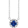 14K White 6 mm Natural Blue Sapphire & 1/6 CTW Natural Diamond 16" Necklace Siddiqui Jewelers