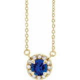 14K Yellow 6.5 mm Natural Blue Sapphire & 1/6 CTW Natural Diamond 16" Necklace Siddiqui Jewelers