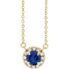 14K Yellow 3 mm Lab-Grown Blue Sapphire & .03 CTW Natural Diamond 18" Necklace Siddiqui Jewelers