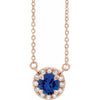 14K Rose 3.5 mm Natural Blue Sapphire & .03 CTW Natural Diamond 16" Necklace Siddiqui Jewelers