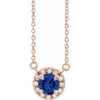 14K Rose 3.5 mm Lab-Grown Blue Sapphire & .03 CTW Natural Diamond 18" Necklace Siddiqui Jewelers