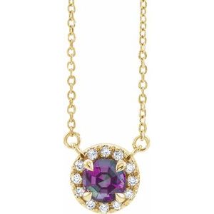 14K Yellow 5 mm Lab-Grown Alexandrite & 1/10 CTW Natural Diamond 18" Necklace Siddiqui Jewelers