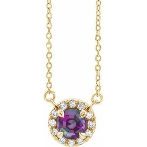 14K Yellow 6.5 mm Lab-Grown Alexandrite & 1/6 CTW Natural Diamond 18" Necklace Siddiqui Jewelers