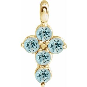 14K Yellow Aquamarine Cross Pendant - Siddiqui Jewelers