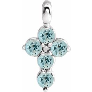 Sterling Silver Aquamarine Cross Pendant - Siddiqui Jewelers