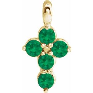 14K Yellow Emerald Cross Pendant - Siddiqui Jewelers