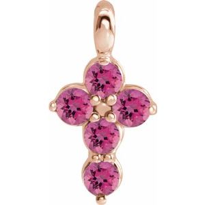 14K Rose Pink Tourmaline Cross Pendant - Siddiqui Jewelers