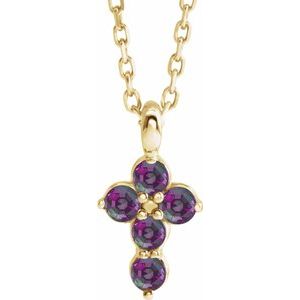 14K Yellow Alexandrite Cross 16-18" Necklace - Siddiqui Jewelers