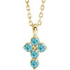 14K Yellow Blue Zircon Cross 16-18" Necklace - Siddiqui Jewelers