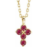 14K Yellow Ruby Cross 16-18" Necklace - Siddiqui Jewelers